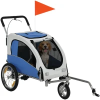 PawHut 2-in-1 Hundeanhänger für Fahrrad Faltbarer Hundebuggy für kleine & mittelgroße Hunde bis 20 kg, Hellgrau(m-12)