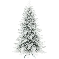 HOMCOM Künstlicher Weihnachtsbaum, 180cm Christbaum mit Schnee, 1815 Zweigen, klappbarem Metallständer(m-12)