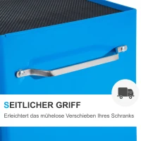 HOMCOM Werkzeugschrank, Werkzeugkiste, 5 Schubladen, rollbar, Stahl, Blau(m-7)