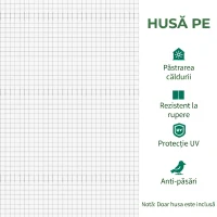 Outsunny Folie Sere din PE cu 6 Ferestre, Ușă Rulantă și Margini Îngropate, 3x2x2 m, Alb(m-6)