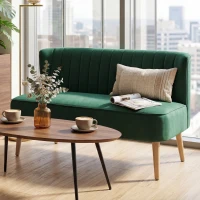 HOMCOM Sofa Retrodesign 2-Sitzer-Sofa, Holzbeine, 117 cm x 56,5 cm x 77 cm, Dunkelgrün(m-8)