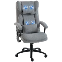 HOMCOM Ergonomischer Massage-Bürostuhl mit 4 Knetpunkten, Chefsessel mit hoher Butterfly-Rückenlehne, breitem Sitz, Grau(m-12)