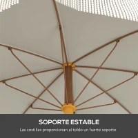 Outsunny Sombrilla de Playa con Flecos Ø190x210 cm con 8 Varillas Apertura Manual Anti-UV Impermeable y Bolsa de Transporte Gris(m-5)