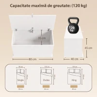 HOMCOM Ladă de Depozitare, Bancă pentru Pantofi cu Capac de Siguranță, pentru Capătul Patului, Alb(m-3)