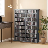 HOMCOM 16-Compartment Media Shelf - Grey(m-10)