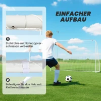 HOMCOM Fußballtor für Spiele & Training, UV-beständig, robust, Bodenverankerungen, Weiß(m-4)