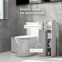 kleankin Dulap Baie Slim cu Suport Hârtie Igienică pentru Spălătorie, Modern, Rafturi Reglabile, MDF, Alb(m-4)
