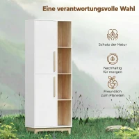 HOMCOM 176 cm großes Bücherregal, 4 offene Regale, 2 Schränke, freistehender Bücherschrank, MDF, Weiß(m-6)