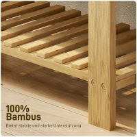 HOMCOM Schuhbank mit Sitzfläche, Bambus Sitzbank mit Stauraum, 2 offene Fächer, Sitzbank 60 x 29 x 49 cm Grau(m-6)