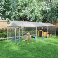 PawHut Recinto per Cani da Esterno con Rete Zincata e Serratura, in Acciaio e Tessuto Oxford, 6x2.3x2 m, Argento(m-10)