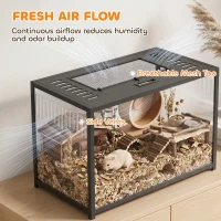 PawHut Hamster Cage, Chewproof Metal Rat Cage with Deep Base, Openable Top for Syrian Dwarf Hamster, Gerbil, 80 x 45 x 50.5 cm(m-7)