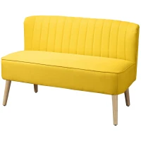 HOMCOM 2-Sitzer Sofa, weiche Polsterung, pflegeleichter Bezug, bis 220 kg, 117 x 56,5 x 77 cm, Gelb(m-11)