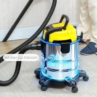 HOMCOM Nass- und Trockensauger, rollbar, 3-faches Filtersystem, 20 L Staubbehälter(m-5)