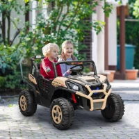 AIYAPLAY 24V 2 Seater Kids Electric Car with Remote Control, Suspension System,  Slow Start, 3 Speeds, for 3-8 Years, Khaki(m-10)