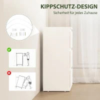 HOMCOM Kommode mit 3 Schubladen, Moderne Aufbewahrungsmöbel für das Schlafzimmer, Weiß(m-5)