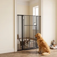 PawHut 135cm Extra Tall Dog Gate with Cat Door, Fits Openings 81-108 cm Pressure Mounted for Doorways, Hallways, No Drilling(m-8)