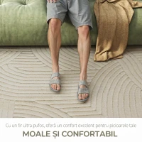 HOMCOM Covor Modern Antiderapant din Poliester și Bumbac cu Design Liniar, pentru Living, Dormitor, Crem(m-4)