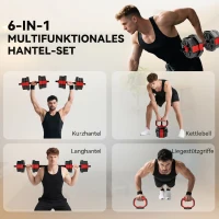 SPORTNOW 6-in-1 Hantelset Kurzhantel Set Kurzhanteln Langhanteln verstellbar 20 KG für Krafttraining Zuhause(m-4)
