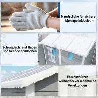 Outsunny Gartenschuppen, Kunststoff-Gartenhaus mit Boden, Fenster, verschließbare Türen, für Garten, 131B x 186T x 198H cm, Grau(m-7)
