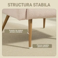 HOMCOM Fotoliu Modern pentru Living din Material Teddy cu Pernă Lombară Detasabilă, 77x77x83 cm, Bej(m-5)