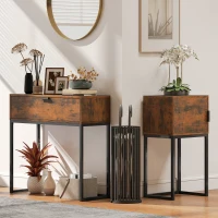 HOMCOM Konsolentisch Schmal, Schrank, Industrie-Design, Wohnzimmer Flur, 40x30x76cm, Rustikal-Braun(m-8)