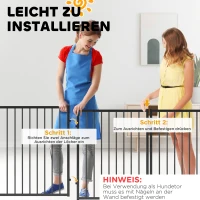 PawHut Welpenauslauf, Hundeauslauf, Welpengehege, 8 Paneele mit Tür, faltbarer und tragbarer Hundezaun, Stahl, Schwarz(m-7)