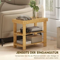 HOMCOM Schuhbank aus Bambus, Schuhregal mit 2 Ablagen, Sitzfläche, für Flur, Eingangsbereich, 50x28x45cm, Natur(m-6)