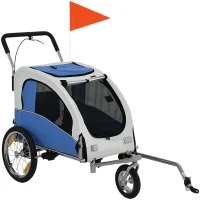 PawHut 2-in-1 Hundeanhänger für Fahrrad Faltbarer Hundebuggy für kleine & mittelgroße Hunde bis 20 kg, Hellgrau(m-1)