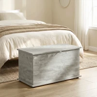 HOMCOM Coffre de Rangement, Banc de Rangement avec Couvercle Rabattable et Charnières de Sécurité, 80 x 40 x 45 cm, Gris(m-2)