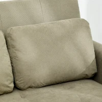 HOMCOM Loveseat Sofa Bed, Convertible Bed Settee with 2 Cushions, Side Pockets for Living Room, Light Brown(m-8)