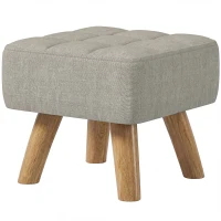 HOMCOM Linen-Look Square Padded Footstool - Light Brown(m-11)