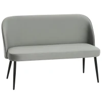 HOMCOM 2-Sitzer-Sofa, moderne Polstercouch mit Metall- und Holzrahmen, samtartiger Stoffbezug, Grau(m-1)