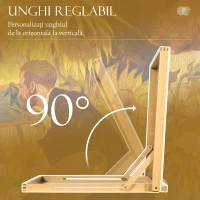 Vinsetto Șevalet de masă A2 din lemn, planșetă reglabilă, suport portabil de birou pentru artiști și creativi(m-5)