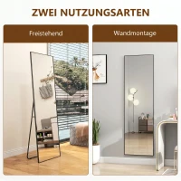 HOMCOM Großer Standspiegel, Wandspiegel, Ganzkörperspiegel, 161,5 cm, Silber(m-5)