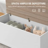 HOMCOM Ladă de Depozitare pentru Interior 113L cu Capac Rabatabil din Lemn pentru Dormitor și Hol, 100 x 40 x 40 cm, Alb(m-4)
