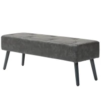 HOMCOM Banco de Pie de Cama Banqueta de dormitorio con Patas de Madera y Asiento Acolchado 114x38x42 cm Gris(m-11)