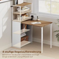 HOMCOM Schreibtisch Klappbar Küchentisch mit 4 Regal Computertisch Arbeitstisch Laptoptisch 105 x 60 x 127 cm Naturholz(m-5)