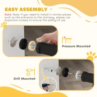 PawHut 135cm Extra Tall Dog Gate with Cat Door, Fits Openings 81-108 cm Pressure Mounted for Doorways, Hallways, No Drilling(m-6)