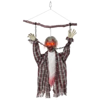 HOMCOM 110 cm animierte hängende Halloween-Deko, schreiender Zombie, Sound- & Berührungsaktivierung, rote LED-Augen(m-12)