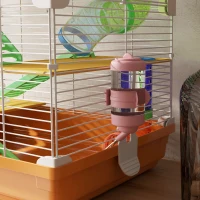 PawHut Gabbia per Criceti a 5 Livelli con Tubi, Ruota, Scale, Casetta e Bottiglia, 46x30x58 cm, Arancione(m-9)