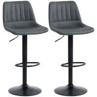 HOMCOM Barhocker 2er-Set im Retrodesign, mit Fußstütze, höhenverstellbar, 43 cm x49,5 cm x 111 cm(m-11)