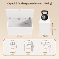 HOMCOM Coffre de Rangement, Banc de Rangement avec Couvercle Rabattable et Charnières de Sécurité, 80 x 40 x 45 cm, Blanc(m-3)