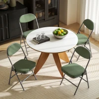 HOMCOM 4er-Set gepolsterte Klappstühle, Faltbare Stühle mit Cordbezug, Rückenlehne, Metallrahmen, Grün(m-8)