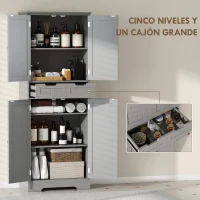 HOMCOM Mueble de baño con cajón, armario con puertas, estante ajustable, 60 x 30 x 160 cm, gris(m-4)