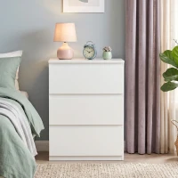 HOMCOM Kommode mit 3 Schubladen, Moderne Aufbewahrungsmöbel für das Schlafzimmer, Weiß(m-7)