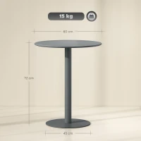 HOMCOM Runder Esstisch für 2 Personen, Stahl, für drinnen und draußen, Grau(m-3)