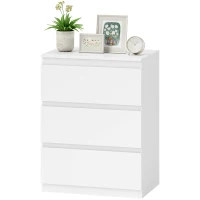 HOMCOM Kommode mit 3 Schubladen, für Wohnzimmer, Schlafzimmer, Flur, Spanplatte, Weiß(m-11)