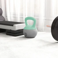 SPORTNOW Pesa Rusa 12 kg Kettlebell Relleno de Arena Metálica Mango Antideslizante para Entreno en Casa 21x21x30 cm Verde y Gris(m-8)