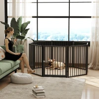 PawHut Parc pour chien, parc pour animaux, 8 panneaux, clôture portable pliable, sécurisé, noir(m-10)