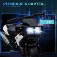HOMCOM Motocicletă Electrică pentru Copii 3-5 Ani, max. 25 kg, 3 Roți, Lumini și Sunete, Baterie 6V, Negru, 86x42x52 cm(m-5)